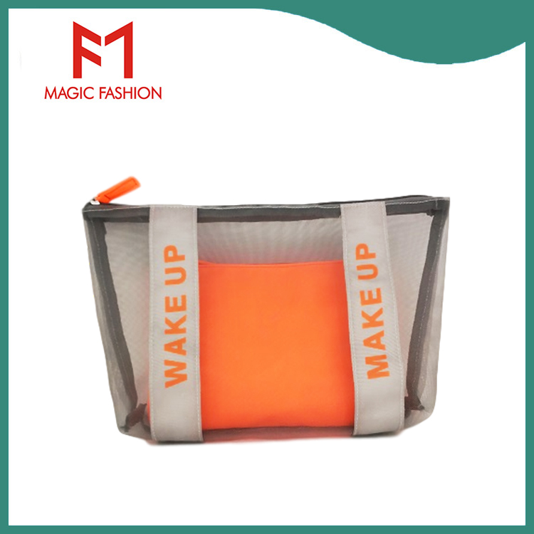 Eye Catching Promotion Mesh Pouch And Small Simple Nylon Flat Bag (2pcs/set)